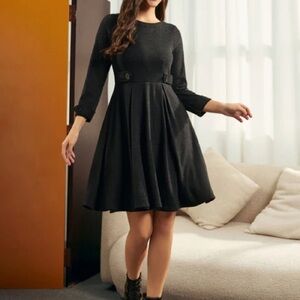 Modcloth Charcoal Long Sleeve Dress size L